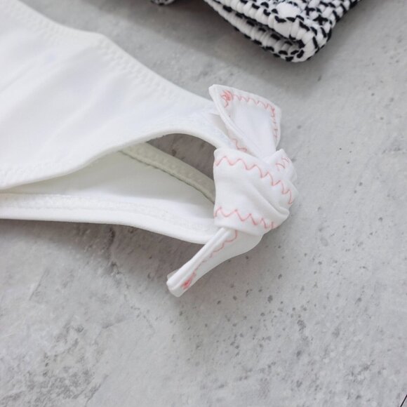 KISUII Bikini Set Large White Two Piece Halter Smocked Hipster Bikini BARNEYS - Picture 15 of 16